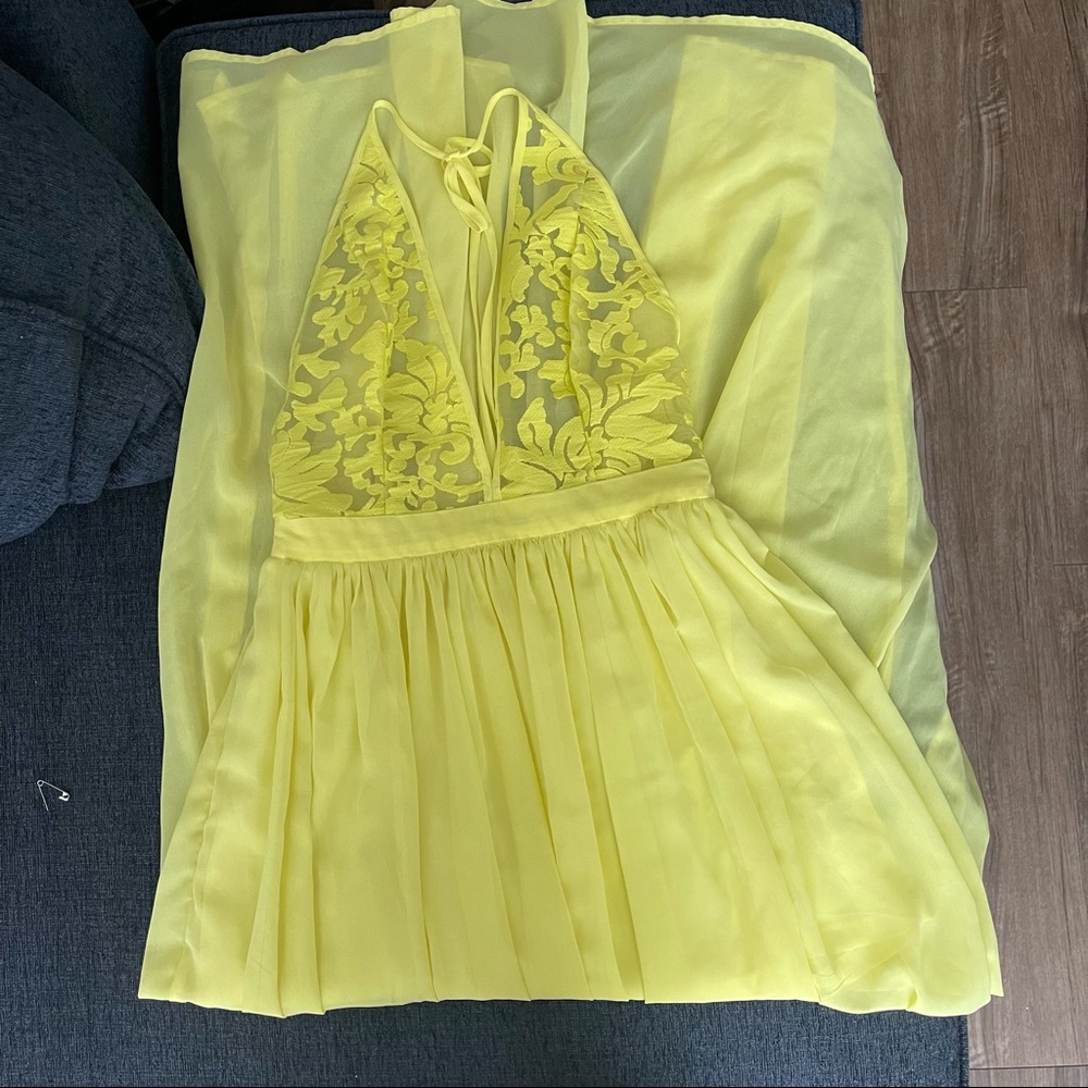 Bright yellow flowy maxi dress